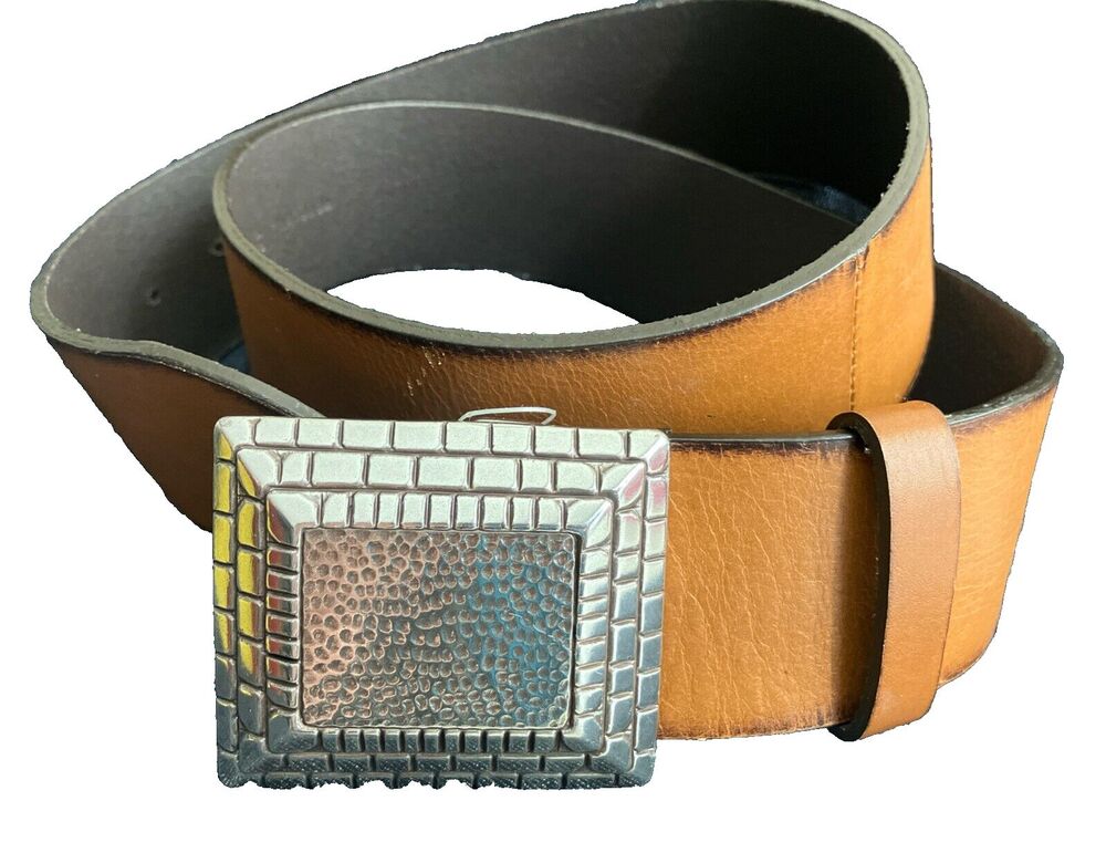 NWT Chico’s Leather Belt Women’s S Brick & Hammered Buckle Boho Western Country